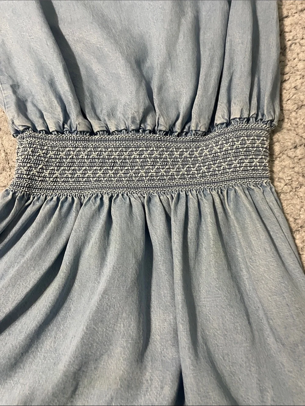 Southern Tide One-Shoulder Light Blue Denim-Effect Mini Dress - Picture 3 of 5